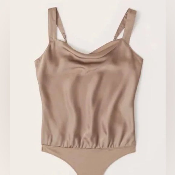 Abercrombie wide strap satin cowl neck bodysuit - Picture 1 of 2